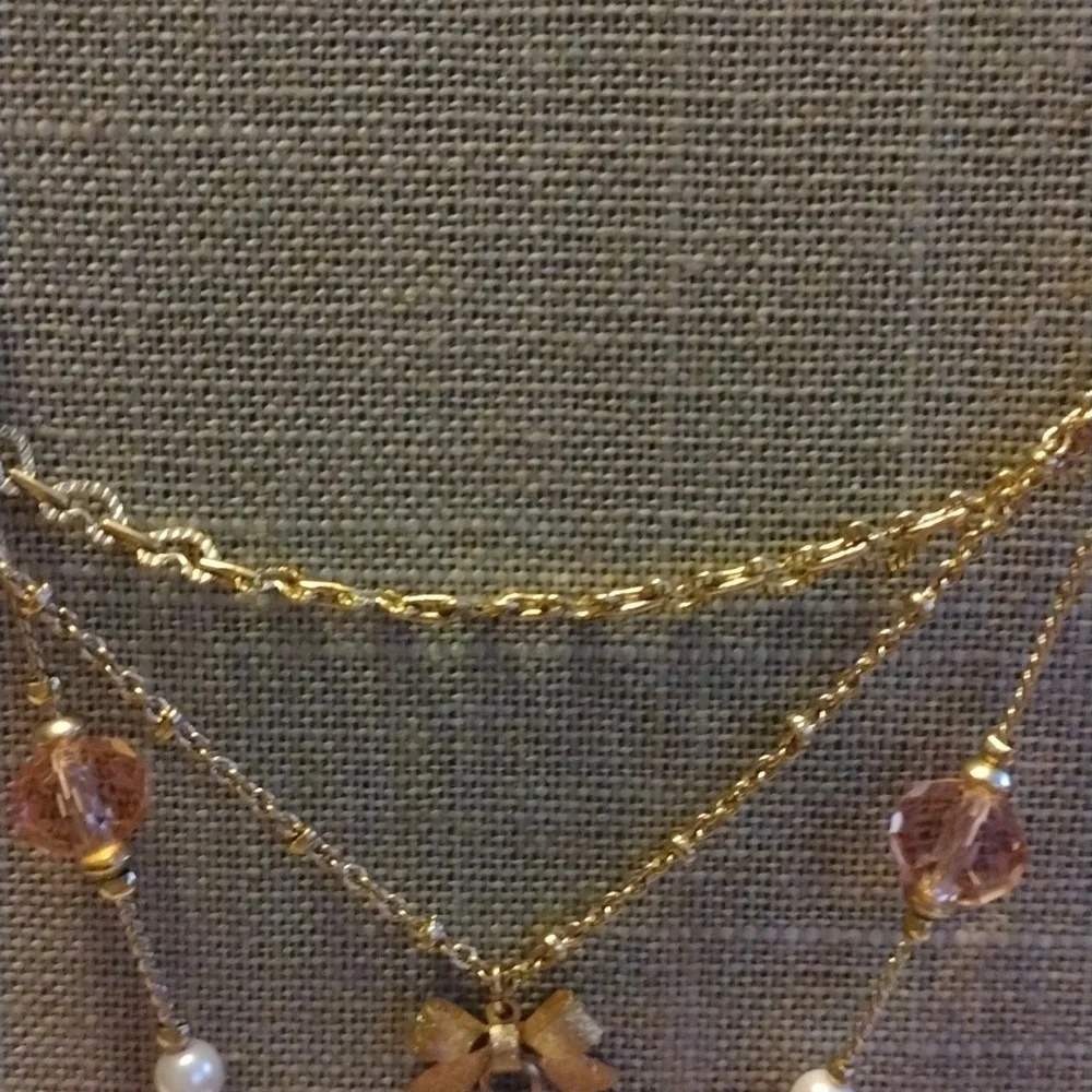 Betsey Johnson Three Tier Heart Necklace Faceted Heart Gorgeous - Picture 6 of 12